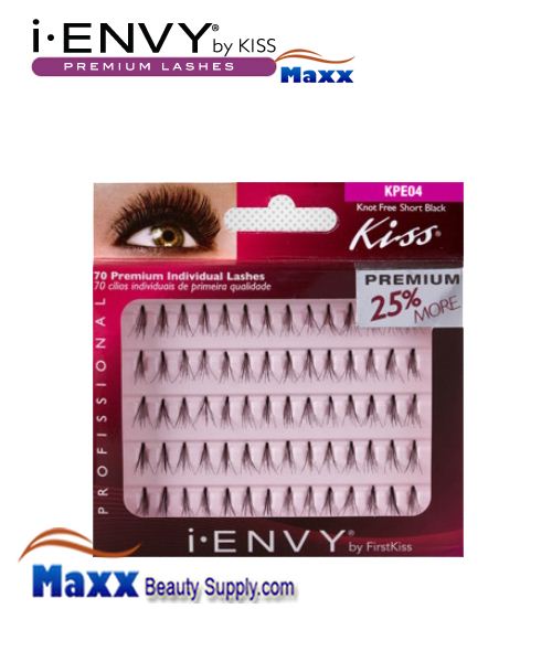 12 Package - Kiss i Envy Individual Eyelashes - KPE04 - Knot Free Short Black